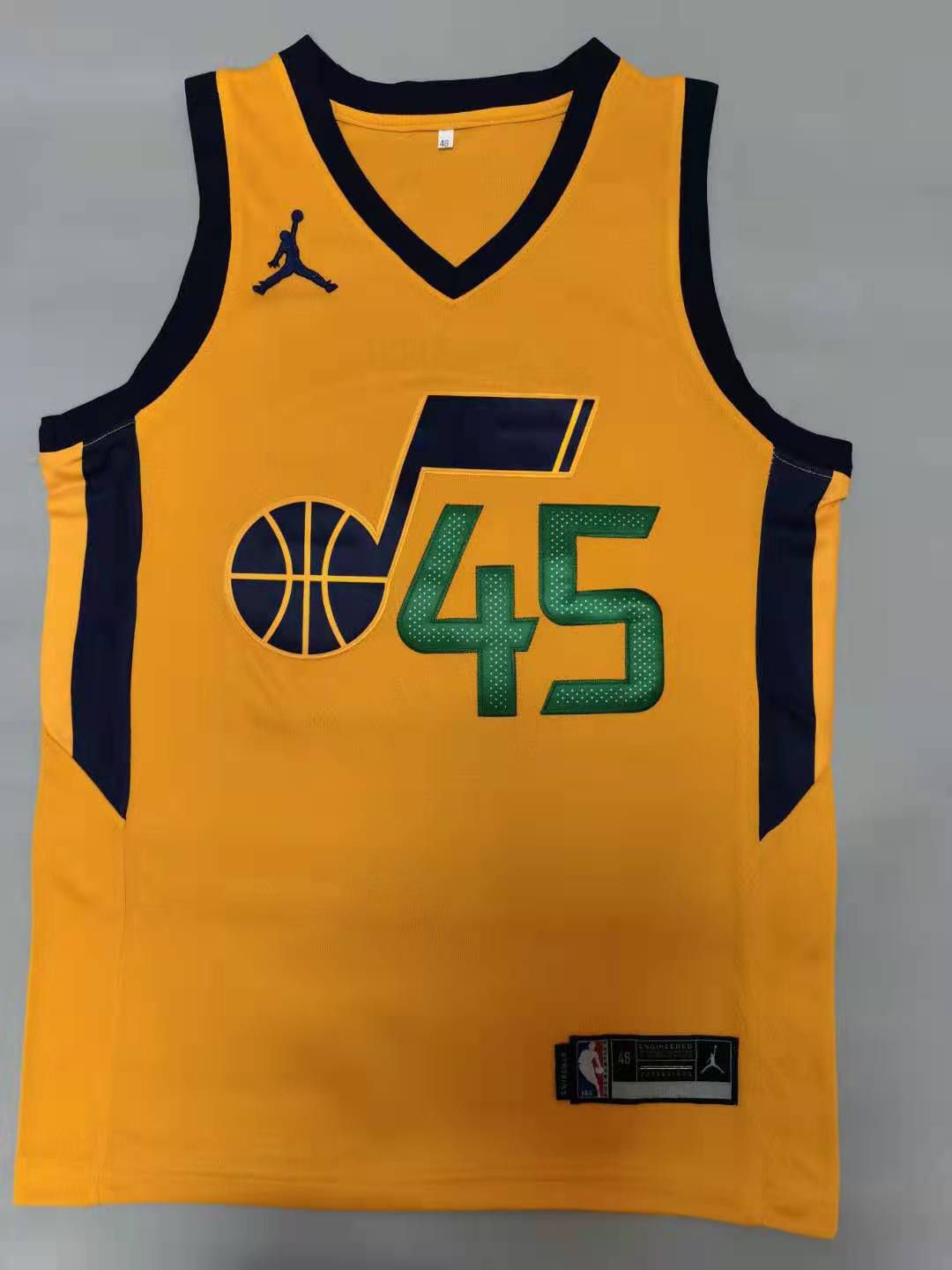 Men Utah Jazz #45 Mitchell Yellow 2021 Game NBA Jerseys->new york knicks->NBA Jersey